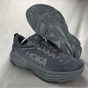 Hoka Bondi 8 Men's 12 D Athletic Sneakers Triple Black Casual Shoes 1123202 BBLC